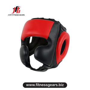 Boxing <b>Head</b> Guard PU Leather Red Black Breathable Hook & Loop Closure for Adults Martial Arts <b>Training</b> - Product Image 1