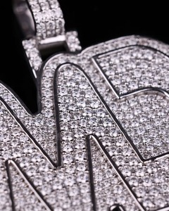Pendentif Lettre Prénom Moissanite Entièrement Sertie de Pierres, Argent 925 Micro-Pavé, Breloques de Luxe, Pendentif Quotidien, Style Hip Hop - Product Image 6