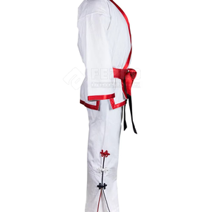 ชุดคาราเต้แบบกำหนดเอง ระบายอากาศได้ดี น้ำหนักเบา สัมผัสนุ่ม ซับเหงื่อได้ ชุดยูนิฟอร์มศิลปะการต่อสู้สำหรับทุกเพศ ผู้ผลิต OEM ODM - Product Image 3