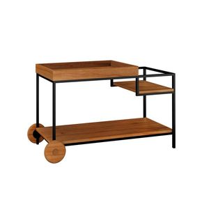 Carrito de Bar Moderno de Madera Industrial con Estructura Metálica y Ruedas de Madera - Product Image 1