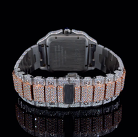 Montre de luxe unisexe de haute qualité, cadran arabe blanc rose, diamants, boîtier carré en acier inoxydable 42 mm, mouvement mécanique, étanche