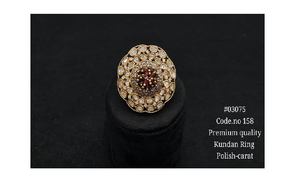 Broche plaquée or avec motif floral Kundan, centre en rubis et perles d'imitation, accessoire de bijouterie pour femme pour les soirées - Product Image 2