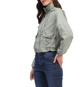 Veste coupe-vent en nylon pour femme, respirante, avec poignets élastiques, doublure en maille personnalisée, grande taille, veste courte à fermeture éclair - Product Image 5