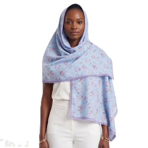 Chal de Viscosa Transpirable con Estampado Floral y Borde de Encaje para Mujer, Uso Diario en Invierno, Estilo Árabe - Product Image 3