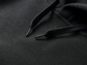 Sudadera con Capucha Negra para Hombre, Corte Regular, Color Sólido, Tejido de Algodón, Informal, para Otoño - Product Image 2