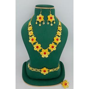 Conjunto de Collar corto chapado en oro de calidad superior de nuevo diseño con pendientes, anillo y pulsera, joyería con acabado fino encantador - Product Image 5