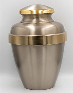 Urna Funeraria de Metal para Cenizas de Adultos, Estilo Americano/Europeo, con Acabado Negro Antiguo y Latón Pulido - Product Image 3