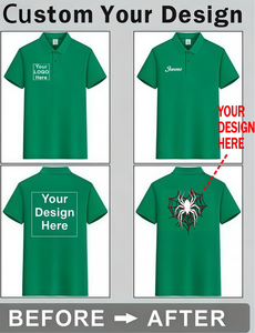 Custom Printed Green Men's Breathable Cotton Polo Shirt Custom Brand Work Fashion Uniform Silk Screen Printing ODM Service - Product Image 2