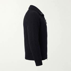 Suéter Cárdigan de Punto para Hombre, con Cierre, Cuello Alto, Diseño Sólido, Personalizable con Logotipo OEM, para Invierno - Product Image 3
