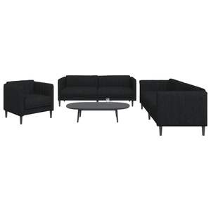 Ensemble de canapés en bois massif durable avec revêtement en polyester noir pour salons résistants - Product Image 1
