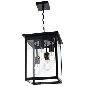 Lampada da Soffitto Nera Antiruggine Impermeabile per Esterni, Lanterna Sospesa per Portico, Stile Rustico per Esterni - Product Image 2