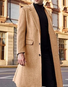 Vêtements pour hommes, manteau long de haute qualité, trench-coat en laine tricotée, coupe-vent, coupe ajustée, fermeture à boutons, respirant - Product Image 5