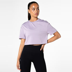 เสื้อครอปท็อปผ้าฝ้ายอัดแน่น แห้งเร็ว ทรงเข้ารูป น้ำหนักเบา สำหรับออกกำลังกายและวิ่งสำหรับผู้หญิง รุ่นใหม่ล่าสุดประจำฤดูร้อน - Product Image 2