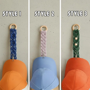 JNC Macrame Vintage Rectangle <b>Wall</b> <b>Mounted</b> Hook-Type Hat <b>Rack</b> Three Layer Cap Organizer Multifunction Storage Holder Baseball - Product Image 5