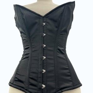 Black Satin Overbust <b>Corset</b> Women Strapless Boned Bustier Waist Cincher <b>Gothic</b> <b>Corset</b> Top Wholesale - Product Image 5