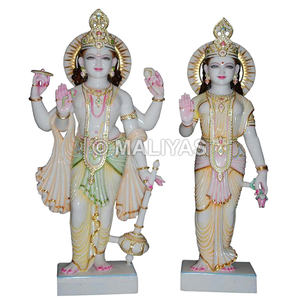 พระวิสุทธุ์และพระลาักษมี รูปปั้นหินอ่อน |   รูปปั้นหินอ่อนพระวิสุษณ์และพระแม่ลาคสมี งานฝีมือสำหรับบ้านและวัด – มาลียาส - Product Image 1