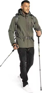 Men's <b>Hooded</b> <b>Soft</b> <b>Shell</b> <b>Jacket</b> Water Resistant Windstopper Zip Fly Stand Collar Solid Color Outdoor Hiking Autumn Wear - Product Image 3