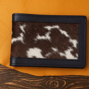 Portefeuille en cuir véritable de vache avec poils, portefeuille pour homme en cuir véritable, fait main, motif fourrure naturelle, portefeuille de haute qualité - Product Image 1