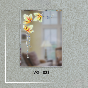 Espejo con Diseño de Ranura en V y Motivo Floral, sin Marco, para Montar en la Pared, Estilo Decorativo, Ecológico, Ligero y Duradero - Product Image 3