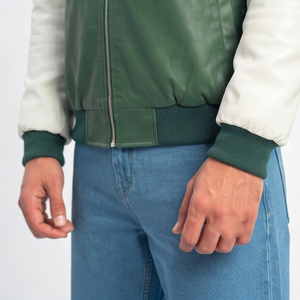 Veste universitaire en cuir PU pour homme, col rabattu, broderie, manches longues, manteau en cuir PU, vestes en cuir de moto pour homme - Product Image 4