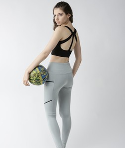 Women's Black Reversible Beaded Mesh High Support Yoga <b>Comfort</b> Bra - Product Image 3