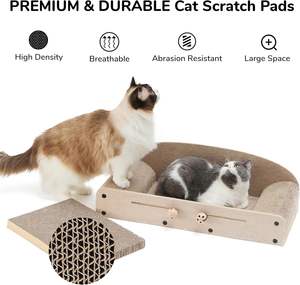 Lit grattoir pour chat de luxe écologique de 26 pouces, en carton, grand format, durable, pour intérieur, avec rembourrage, canapé-lit, jouet amusant - Product Image 4