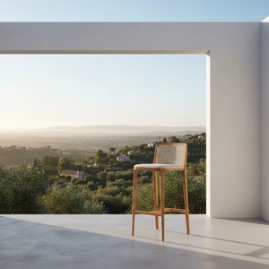Silla de Bar de Madera de Teca Sólida de Lujo con Diseño Escandinavo, Duradera y Ecológica para Bares, Cafés, Comedores y Salas de Estar - Product Image 5
