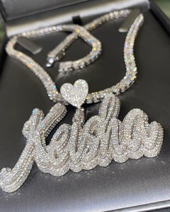 Pendentif Breloque Classique Hip Hop en Argent 925 avec Lettre, Design de Luxe, Certifié, Unisexe, Cultivé en Laboratoire, Idéal pour Fête et Mariage - Product Image 1
