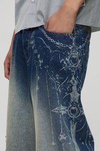 Jeans de Mezclilla para Hombre, Diseño OEM/ODM, a la Moda, Estilo Hip Hop, Corte Recto, Ligeros, Transpirables, Ecológicos, 100% Algodón, Lavado a la Piedra - Product Image 3