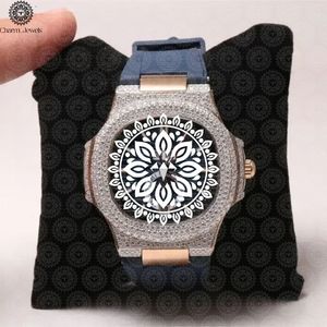 Charm_Jewels Luxury Stainless Steel Tonneau <b>Watch</b> 42mm Analog Sapphire Crystal <b>Diamond</b> Bezel Leather Band Quartz Movement - Product Image 5