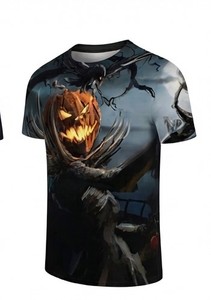 T-shirt de sport Halloween pour homme, logo graphique par sublimation, microfibre, séchage rapide, respirant, pour entraînement en salle de sport, taille régulière - Product Image 2