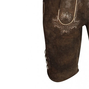 Pantalones Cortos de Cuero Genuino, Diseño Moderno, Estilo Bávaro Oktoberfest, Pantalones Cortos de Patrón Sólido de Alta Gama - Product Image 5
