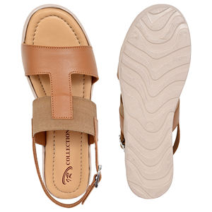 รองเท้าส้นเตารีดแบบสายรัดยางยืดหนังสีแทนสำหรับผู้หญิง ดีไซน์ทันสมัย น้ำหนักเบา รองรับแรงกระแทก กันลื่น เหมาะสำหรับใส่ทุกวันในช่วงฤดูใบไม้ผลิ - Product Image 5