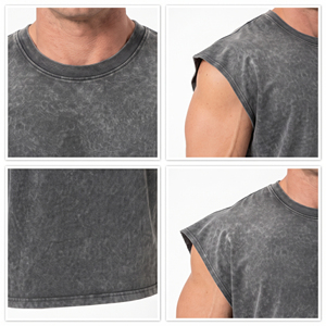 Chaleco Deportivo Vintage de Punto, Lavado al Ácido, Transpirable, de Secado Rápido, 100% Algodón, para Hombre, Ecológico, sin Mangas - Product Image 6
