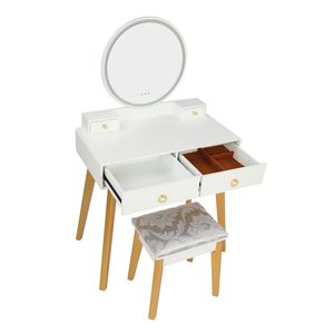 Lámpara de Dormitorio de Lujo con Luz Ajustable XH, Tocador de Madera Real Simple para Maquillaje, Tres Opciones de Color - Product Image 4