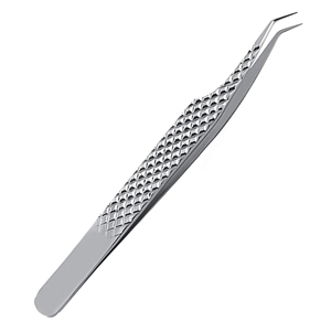 Logo personnalisé 45 °   Pince à épiler professionnelle pour extensions de cils à pointe fine angulaire, outil pour artiste en cils, fournisseur en gros OEM - Product Image 2