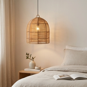 Lámpara Colgante de Sisal Natural Tejida a Mano, Estilo Boho, Pantalla de Lámpara Colgante Tipo Jaula de Pájaro, Lámpara de Techo Tejida para Decoración de Habitaciones de Hotel, Cafetería, Resort - Product Image 5