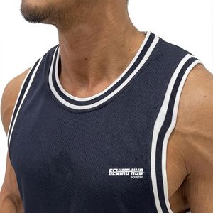 เสื้อกล้ามผู้ชายสำหรับออกแบบโลโก้ OEM แบบกำหนดเอง เสื้อกล้ามออกกำลังกายทรงโอเวอร์ไซส์ เสื้อกล้ามผ้าฝ้ายสำหรับผู้ชาย เสื้อกล้ามออกกำลังกายในยิม - Product Image 5