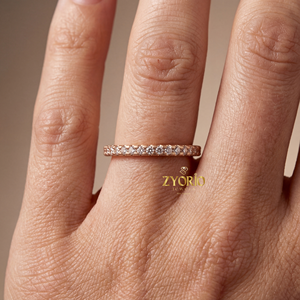 Lab Grown Zircon 1CT Brilliant Cut <b>Eternity</b> <b>Ring</b> <b>Silver</b> Plated Trendy Wedding Band Unisex Stackable Engagement Anniversary Party - Product Image 5