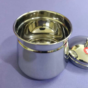 Boîte à beurre en acier inoxydable sur mesure pour usage quotidien en cuisine, avec couvercle et forme ronde - Product Image 1