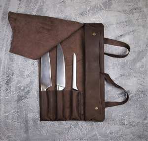 Rouleau à couteaux professionnel en cuir de vachette de luxe, résistant aux odeurs, robuste, organiseur pour chef, rouleau à outils personnalisé LSKR-0043 - Product Image 1