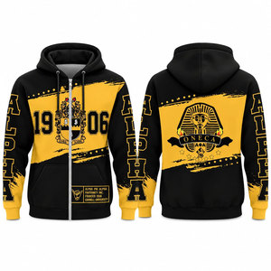 Sweat-shirt à capuche en molleton noir avec imprimé pailleté Alpha Phi Alpha pour homme - Product Image 4
