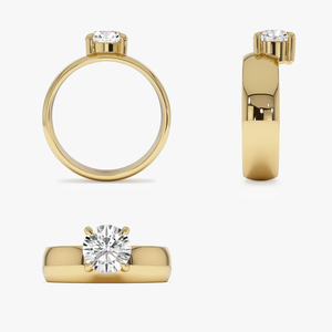 Bague de fiançailles pour femme en or jaune 1 carat, diamant rond taille brillant, qualité supérieure, certifiée IGI, VS-VVS, style luxueux - Product Image 3