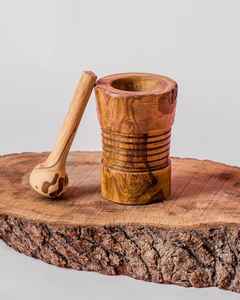 Mortier et pilon en bois massif, outil de cuisine manuel, écologique, pour broyer les herbes et les épices, 146, moulin à épices traditionnel - Product Image 1