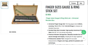 Jauge de taille de doigt et ensemble de bagues (36 pièces) avec boîte en bois – Outil de mesure pour la fabrication de bijoux |   Numéro d'article GS-905A - Product Image 3