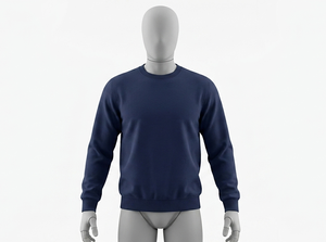 เสื้อสเวตเชิ้ตคอกลมสีน้ำเงินกรมท่าสำหรับผู้ชาย ทรงปกติ ผ้าถัก สีพื้น สไตล์ลำลอง - Product Image 1