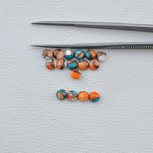 Cabochons en forme de dôme rond turquoise d'huître épineuse naturelle de qualité AAA de 5mm Meilleure vente de bijoux fins en pierres précieuses en vrac du fournisseur - Product Image 1
