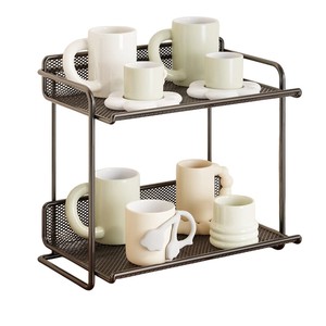 Estante de secado de botellas de 2 niveles con bandeja de drenaje, soporte de metal para tazas y jarras, organizador de cocina, estante de almacenamiento que ahorra espacio para el hogar - Product Image 2