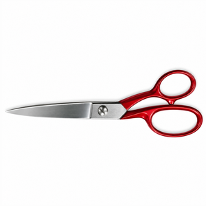 Ciseaux de tailleur multi-usages rouges en acier inoxydable à bord lisse, manche en acier inoxydable, outil de coupe non pliable de qualité DIY - Product Image 1