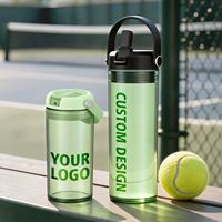 Bouteille d'eau sport en plastique de 420 ml, écologique, anti-fuite, avec logo personnalisé, pour enfants, avec poignée portable, idéale pour le camping en plein air